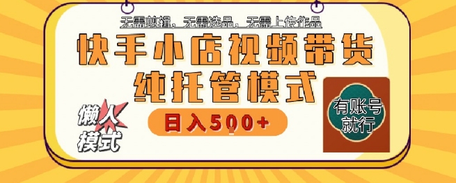 快手小店托管代运营,无需剪辑,无需选品,无需上传作品,全程无需操作,轻松月入5k+【揭秘】-一个公司创业项目 - 淘金吧