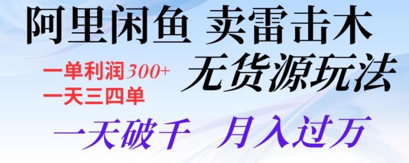 阿里闲鱼卖雷击木无货源玩法,一单利润300+,一天三四单,一天破千,月入过万-一个公司创业项目 - 淘金吧