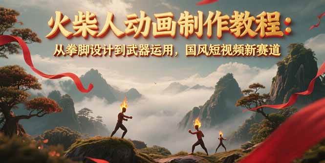 火柴人动画制作教程:从拳脚设计到武器运用,国风短视频新赛道-一个公司创业项目 - 淘金吧
