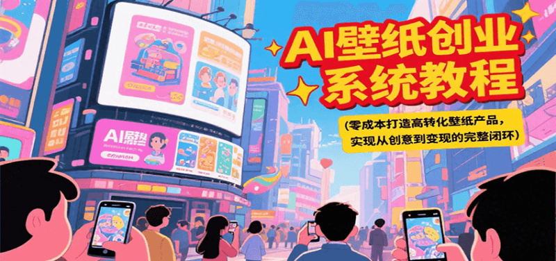 AI壁纸创业系统教程，零成本打造高转化壁纸产品，实现从创意到变现的完整闭环-一个公司创业项目 - 淘金吧