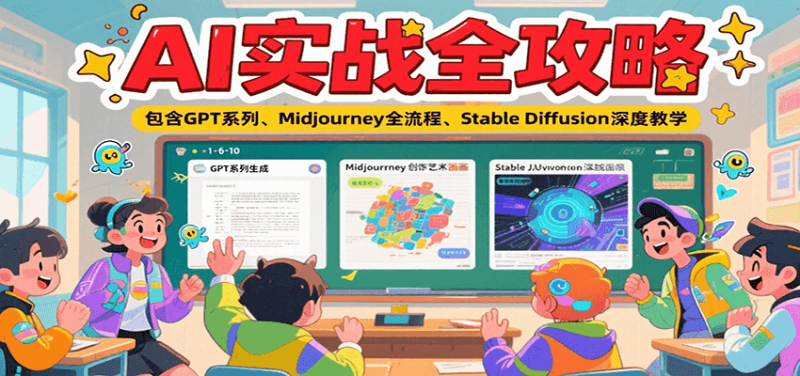 AI实战全攻略,包含GPT系列、Midjourney全流程、Stable Diffusion深度教学-一个公司创业项目 - 淘金吧