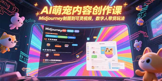 AI萌宠内容创作课,Midjourney制图到可灵视频,数字人带货玩法-一个公司创业项目 - 淘金吧