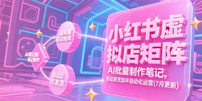 小红书虚拟店矩阵,AI批量制作笔记,自动发货加半自动化运营(7月更新-一个公司创业项目 - 淘金吧