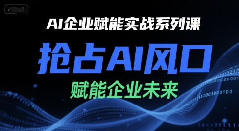 AI企业赋能实战系列课,抢占AI风口,赋能企业未来-一个公司创业项目 - 淘金吧