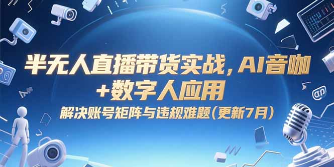 半无人直播带货实战，AI音咖+数字人应用 解决账号矩阵与违规难题(更新7月-一个公司创业项目 - 淘金吧