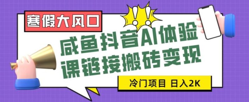 寒假大风口咸鱼抖音AI体验课链接搬砖变现,全网首发冷门项目,小白可日入2K+【揭秘】-一个公司创业项目 - 淘金吧