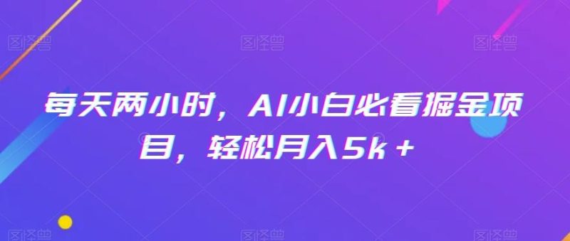 每天两小时,AI小白必看掘金项目,轻松月入5k+-一个公司创业项目 - 淘金吧