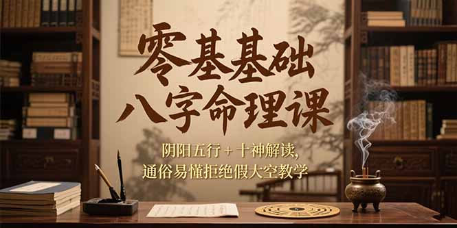 零基础八字命理课,阴阳五行+十神解读,通俗易懂拒绝假大空教学-一个公司创业项目 - 淘金吧