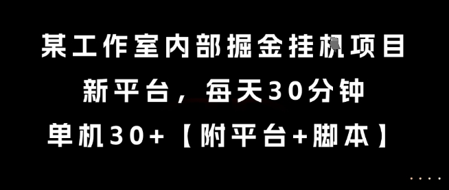 某工作室内部掘金挂G项目,新平台,每天30分钟,单机30+【揭秘】-一个公司创业项目 - 淘金吧