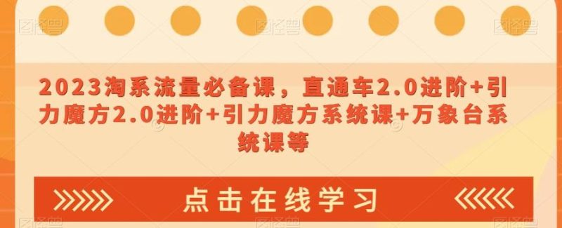 2023淘系流量必备课,直通车2.0进阶+引力魔方2.0进阶+引力魔方系统课+万象台系统课等-一个公司创业项目 - 淘金吧