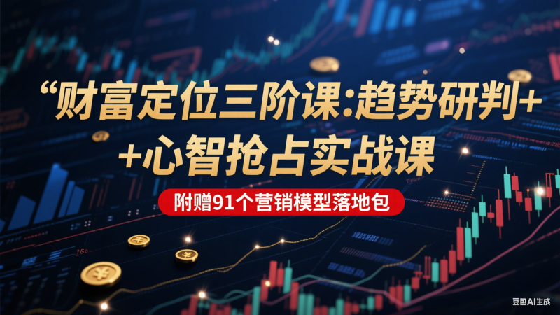 财富定位三阶:趋势研判 + 心智抢占实战课,附赠91个营销模型落地包-一个公司创业项目 - 淘金吧