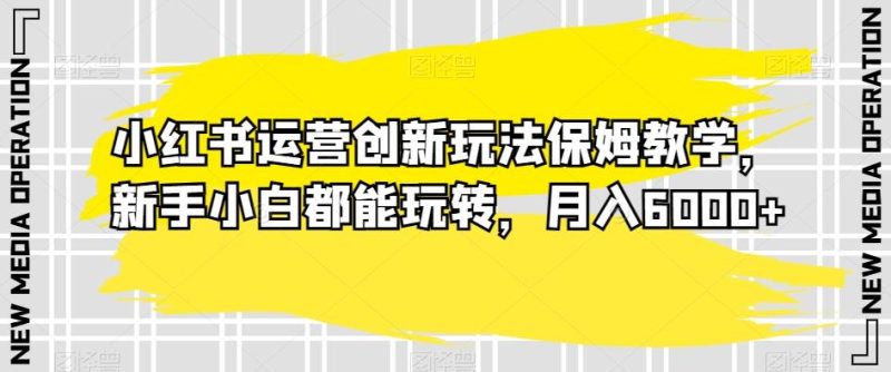 小红书运营创新玩法保姆教学,新手小白都能玩转,月入6000+【揭秘】-一个公司创业项目 - 淘金吧