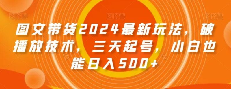 图文带货2024最新玩法，破播放技术，三天起号，小白也能日入500+【揭秘】-一个公司创业项目 - 淘金吧