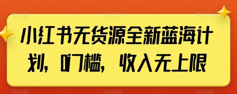小红书无货源全新蓝海计划,0门槛,收入无上限【揭秘】-一个公司创业项目 - 淘金吧