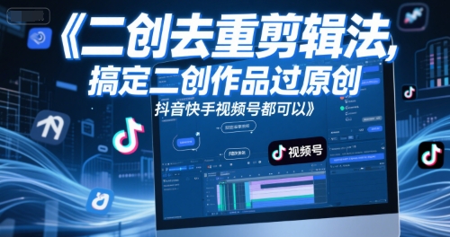 短视频二创去重剪辑法,搞定二创作品过原创,抖音快手视频号都可以-一个公司创业项目 - 淘金吧