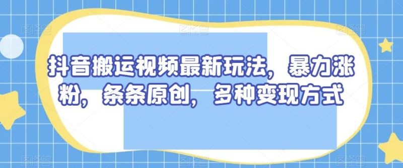 抖音搬运视频最新玩法,暴力涨粉,条条原创,多种变现方式【揭秘】-一个公司创业项目 - 淘金吧