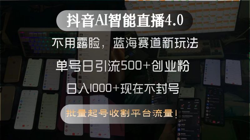 抖音AI智能直播4.0,不用露脸,蓝海赛道新玩法,单号日引流500+创业粉…-一个公司创业项目 - 淘金吧