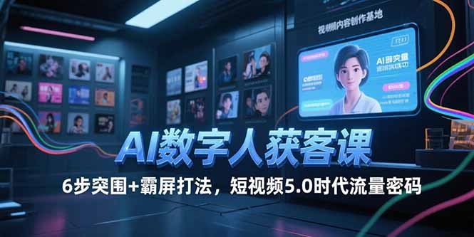 AI数字人获客课,6步突围+霸屏打法,短视频5.0时代流量密码-一个公司创业项目 - 淘金吧