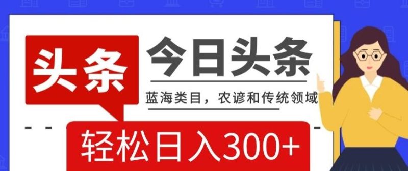 AI头条传统和农谚领域，蓝海类目，搬运+AI优化，轻松日入300+【揭秘】-一个公司创业项目 - 淘金吧