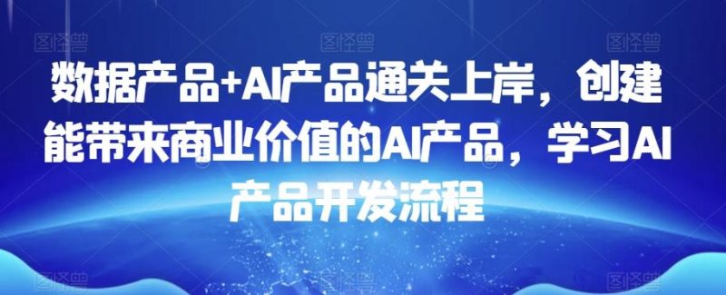 数据产品+AI产品通关上岸,创建能带来商业价值的AI产品,学习AI产品开发流程-一个公司创业项目 - 淘金吧