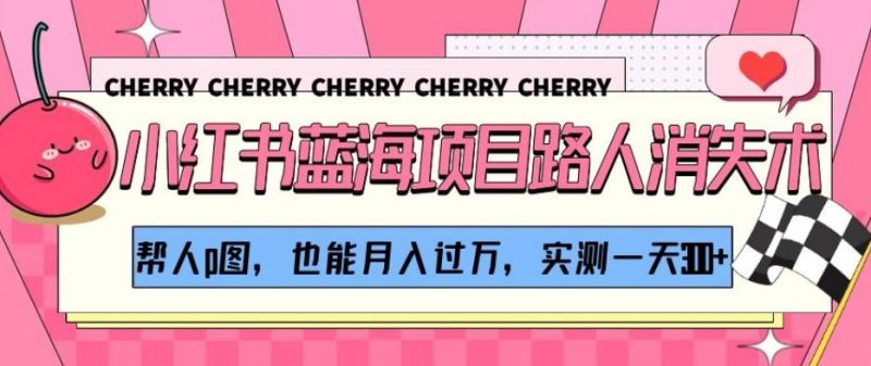 小红书蓝海项目路人消失术,帮人p图,也能月入过万,实测一天300+【揭秘】-一个公司创业项目 - 淘金吧
