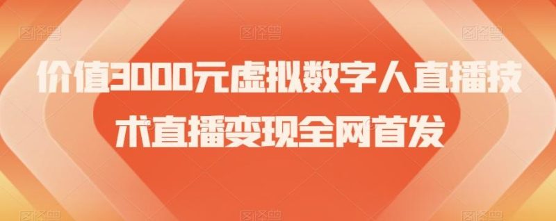 价值3000元虚拟数字人直播技术直播变现全网首发【揭秘】-一个公司创业项目 - 淘金吧