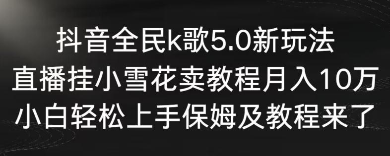抖音全民k歌5.0新玩法，直播挂小雪花卖教程月入10万，小白轻松上手，保姆及教程来了【揭秘】-一个公司创业项目 - 淘金吧