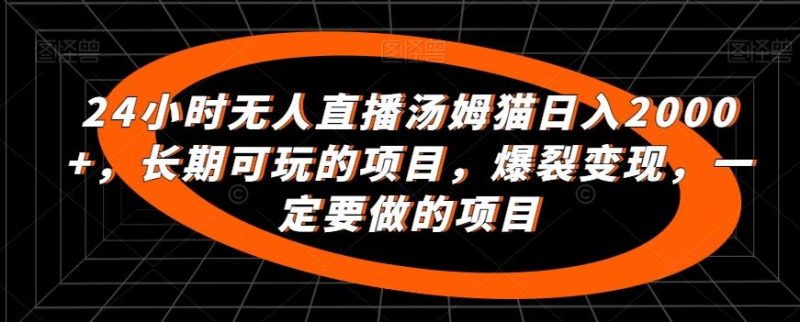24小时无人直播汤姆猫日入2000+,长期可玩的项目,爆裂变现,一定要做的项目【揭秘】-一个公司创业项目 - 淘金吧