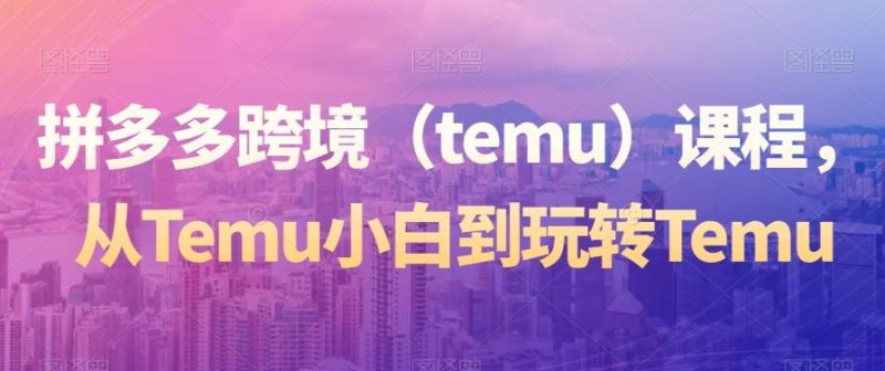 拼多多跨境(temu)课程,从Temu小白到玩转Temu-一个公司创业项目 - 淘金吧