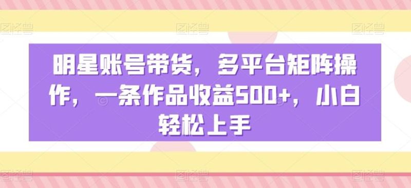 明星账号带货,多平台矩阵操作,一条作品收益500+,小白轻松上手【揭秘】-一个公司创业项目 - 淘金吧
