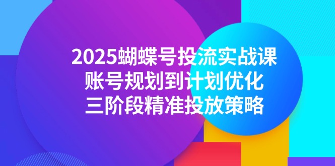 2025蝴蝶号投流实战课,账号规划到计划优化,三阶段精准投放策略-一个公司创业项目 - 淘金吧