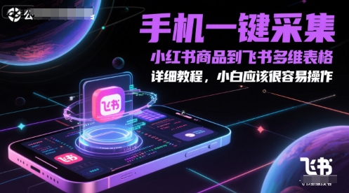 手机一键采集小红书商品到飞书多维表格,详细教程,小白应该很容易操作-一个公司创业项目 - 淘金吧