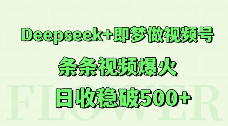Deepseek+即梦做视频号，条条视频爆火，日收稳破500+-一个公司创业项目 - 淘金吧