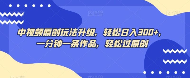 中视频原创玩法升级,轻松日入300+,一分钟一条作品,轻松过原创【揭秘】-一个公司创业项目 - 淘金吧