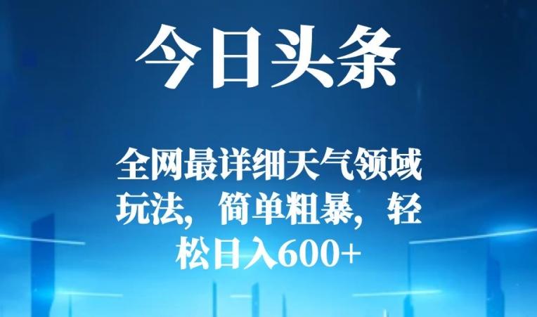 今日头条全网最详细天气领域玩法，简单粗暴，轻松日入600+-一个公司创业项目 - 淘金吧