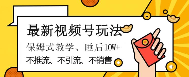 最新视频号玩法，不销售、不引流、不推广，躺着月入1W+，保姆式教学，小白轻松上手【揭秘】-一个公司创业项目 - 淘金吧