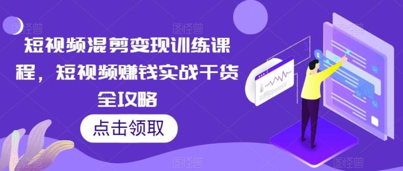 短视频混剪变现训练课程，短视频赚钱实战干货全攻略-一个公司创业项目 - 淘金吧