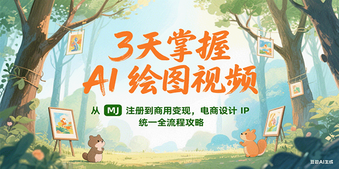 3天掌握AI绘图视频,从MJ 注册到商用变现,电商设计IP统一全流程攻略-一个公司创业项目 - 淘金吧