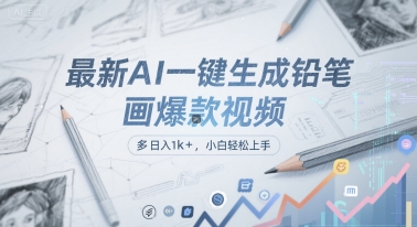最新AI一键生成铅笔画爆款视频,多平台分发,日 入1k+,小白轻松上手【揭秘】-一个公司创业项目 - 淘金吧