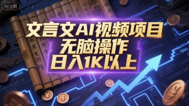 文言文AI视频项目,无脑操作,日入1K以上-一个公司创业项目 - 淘金吧