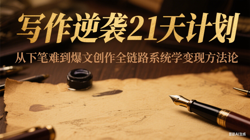 写作逆袭21天计划:从下笔难到爆文创作全链路系统学变现方法论-一个公司创业项目 - 淘金吧