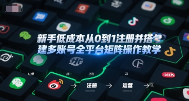 新手低成本从0到1注册并搭建多账号全平台矩阵操作教学,手机号-邮箱-IP-工具-一个公司创业项目 - 淘金吧