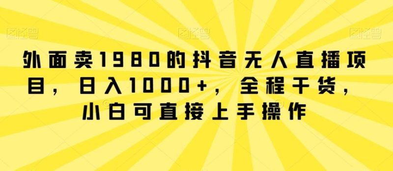 外面卖1980的抖音无人直播项目，日入1000+，全程干货，小白可直接上手操作【揭秘】-一个公司创业项目 - 淘金吧