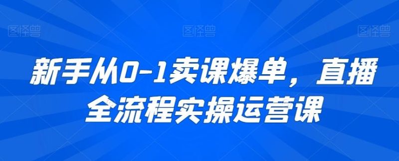 新手从0-1卖课爆单,直播全流程实操运营课-一个公司创业项目 - 淘金吧
