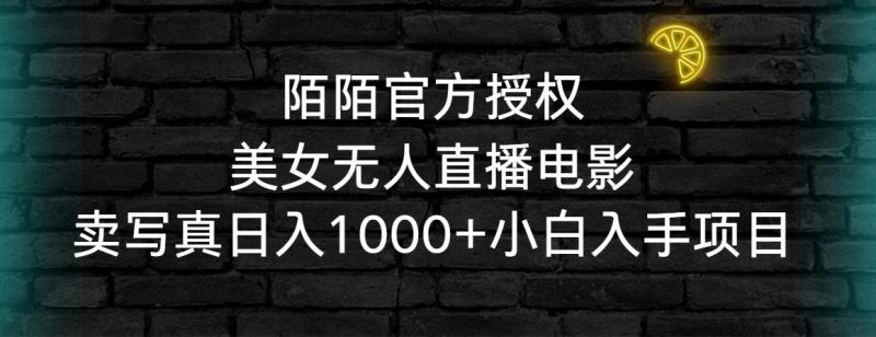 陌陌官方授权美女无人直播电影，卖写真日入1000+小白入手项目-一个公司创业项目 - 淘金吧