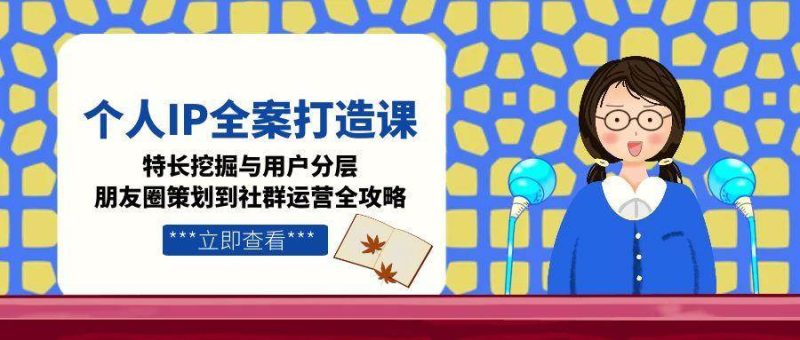 个人IP全案打造课,特长挖掘与用户分层,朋友圈策划到社群运营全攻略-一个公司创业项目 - 淘金吧