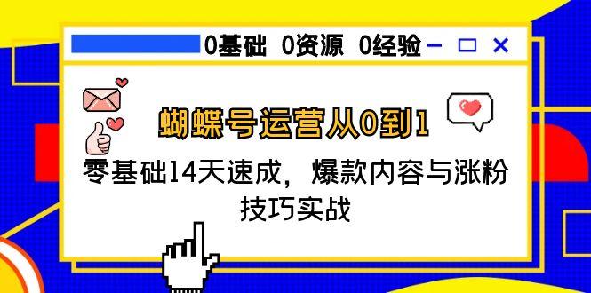 蝴蝶号运营从0到1,零基础14天速成,爆款内容与涨粉技巧实战-一个公司创业项目 - 淘金吧