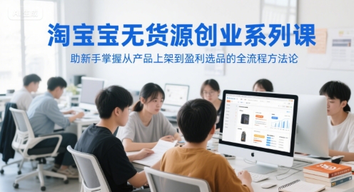 淘宝无货源创业系列课,助新手掌握从产品上架到盈利选品的全流程方法论-一个公司创业项目 - 淘金吧
