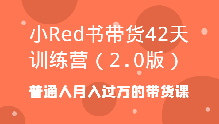 小Red书带货42天训练营(2.0版)普通人月入过万的带货课-一个公司创业项目 - 淘金吧