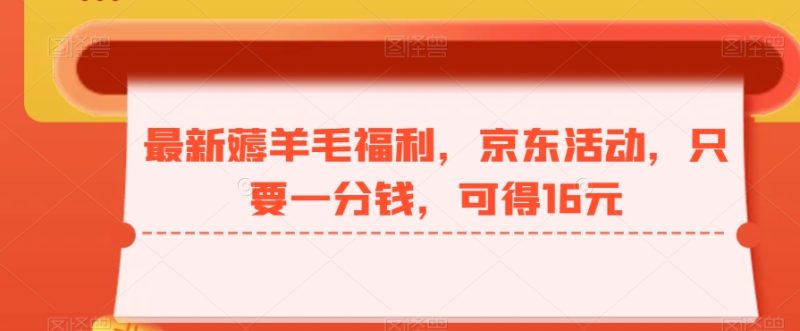 最新薅羊毛福利,京东活动,只要一分钱,可得16元-一个公司创业项目 - 淘金吧